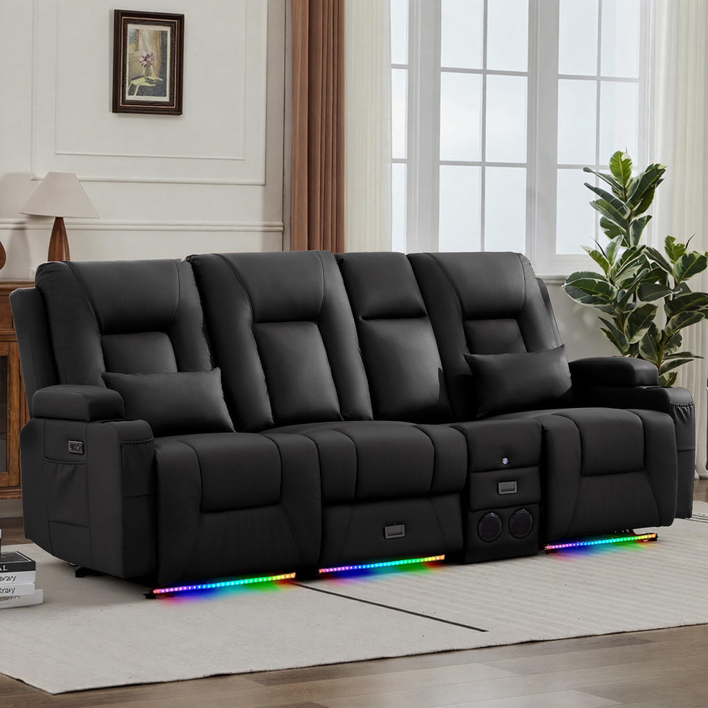 URRED Wall Hugger Power Reclining Loveseat Sofa，Dark Brown：77.3" - 3 Seats