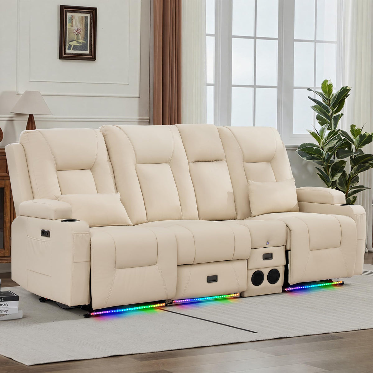 URRED Wall Hugger Power Reclining Loveseat Sofa，Dark Brown：77.3" - 3 Seats