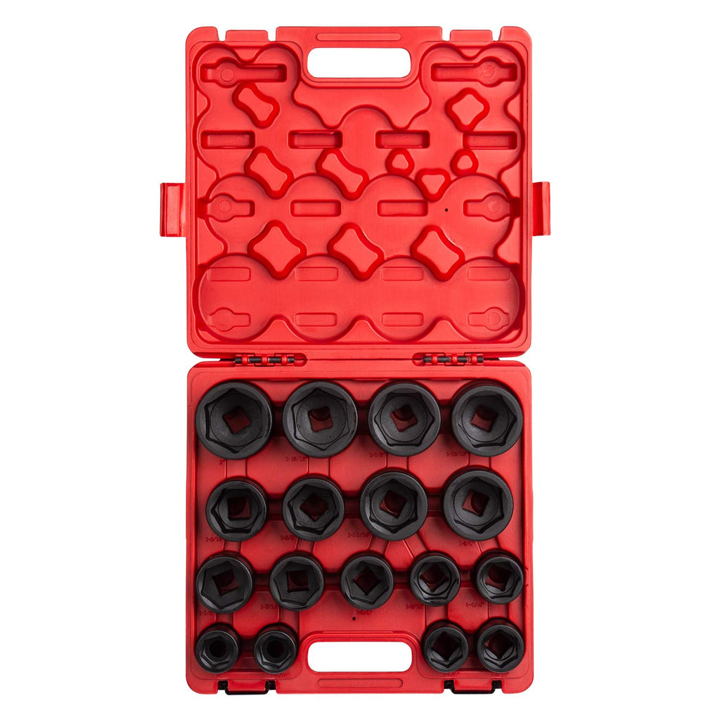 Sunex 4683, 3/4 Inch Drive Heavy Duty Impact Socket Set, 17-Piece, SAE, 1"-2" & Sunex 4304, 3/4 Inch Drive, Universal Impact Joint, Cr-Mo Steel, Radius Corner Design, Flexible, Meets ANSI Standards