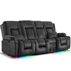URRED Power Loveseat Recliner Sofa with Massage and Heat，Dark Brown