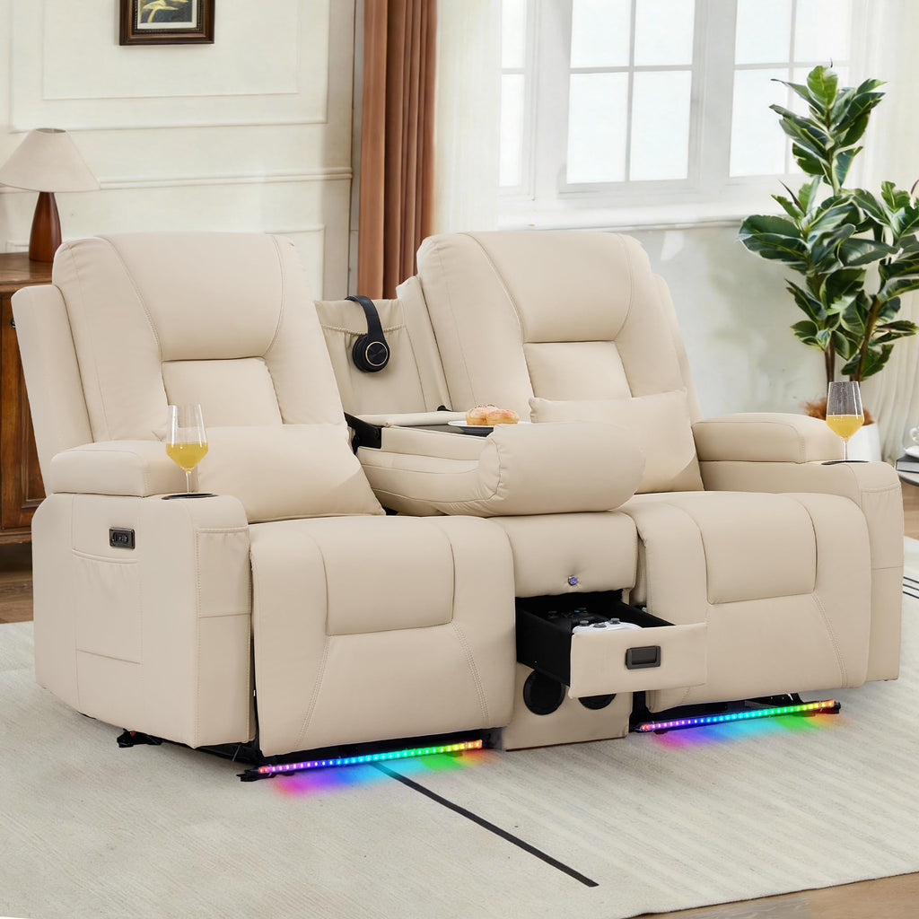 URRED Wall Hugger Power Reclining Loveseat Sofa，Dark Brown：77.3" - 3 Seats