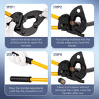 NEWTRY Ratchet Copper Aluminium Wire Cable Cutter 400mm2 Ratcheting Wire Cutting Hand Tool (CC-400)