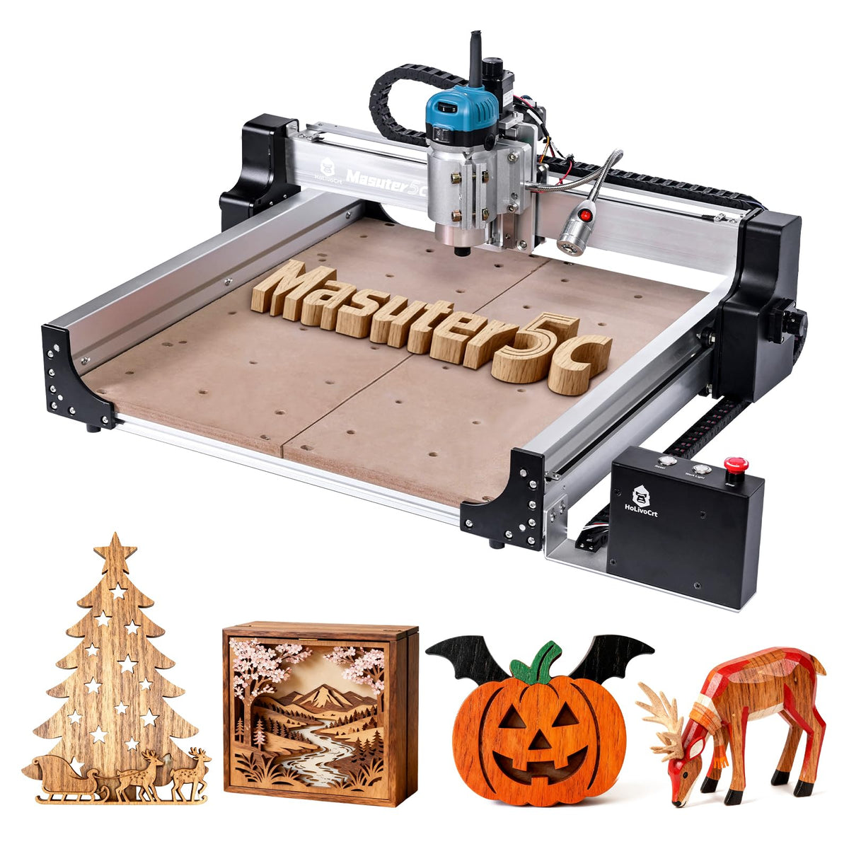 4040 5C Plus CNC Router Machine, 800W Spindle Desktop CNC Engraver, Ball Screw Drive & Linear Rails, 32-Bit GRBL Controller, 15.75"x15.75" Working Area for Wood Aluminum Acrylic PCB