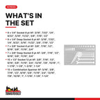 Teng Tools 62 Piece SAE Combination Wrench and Regular/Deep Mixed Drive Socket Set - TTEAF62, Silver