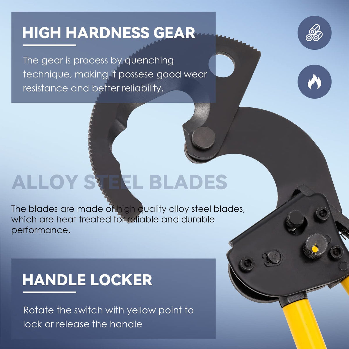 NEWTRY Ratchet Copper Aluminium Wire Cable Cutter 400mm2 Ratcheting Wire Cutting Hand Tool (CC-400)