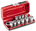 USAG U06100001-610 1/4" EFK - Assortment with short hexagonal sockets and reversible ratchet in bimaterial box (11 pcs.)