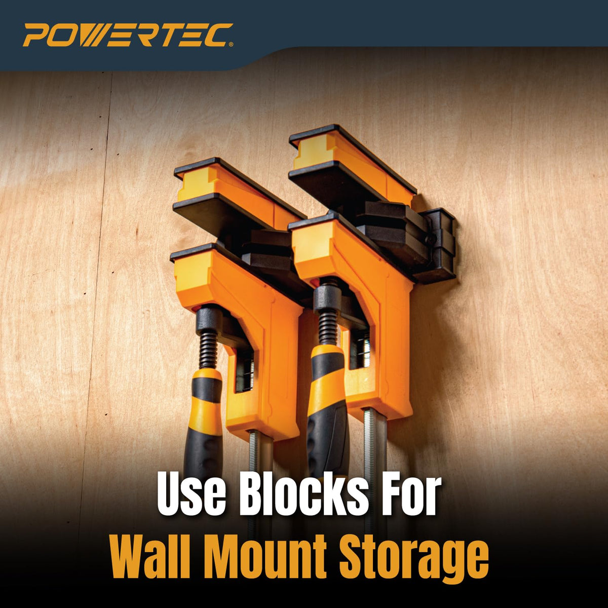 POWERTEC 72450 36" Woodworking Parallel Clamps Jaw Bar Clamp Spreader Tool 4PK, with 4PK Parallel Clamp Blocks - for Cabinet Door & Frame Gluing