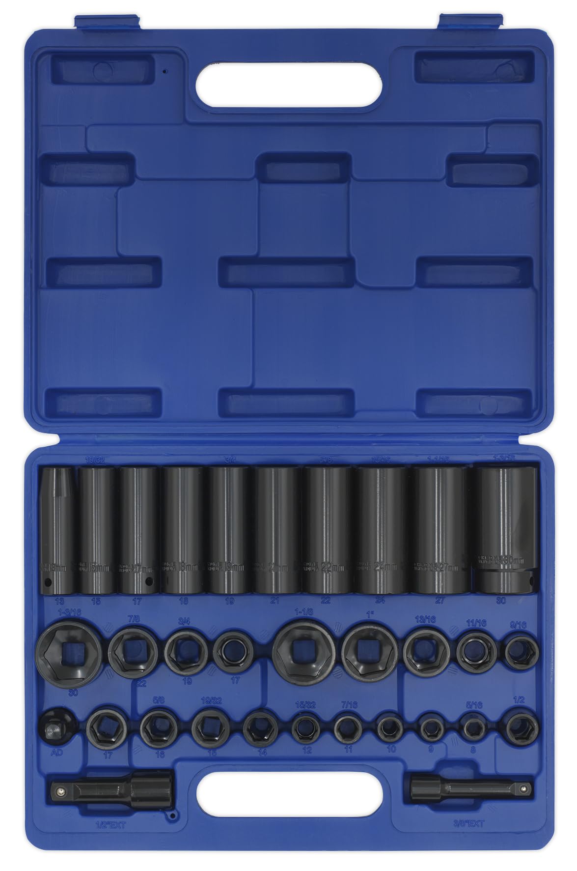 Sealey AK681 32pc 3/8" & 1/2"Sq Drive Impact Socket Set Standard/Deep - Metric/Imperial