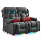 URRED Power Loveseat Recliner Sofa with Massage and Heat，Dark Brown