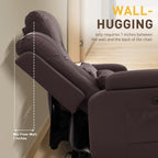 URRED Wall Hugger Power Reclining Loveseat Sofa，Dark Brown：77.3" - 3 Seats