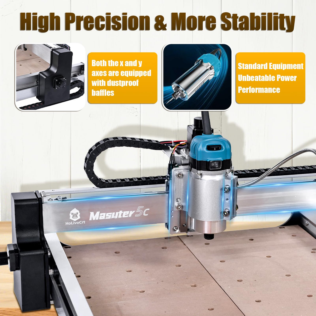 4040 5C Plus CNC Router Machine, 800W Spindle Desktop CNC Engraver, Ball Screw Drive & Linear Rails, 32-Bit GRBL Controller, 15.75"x15.75" Working Area for Wood Aluminum Acrylic PCB
