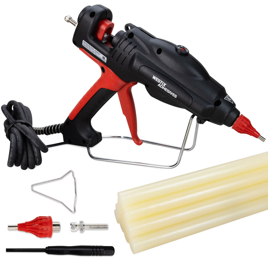 IDL Packaging GG-220 Industrial 200W Hot Glue Gun with 10 pcs Glue Sticks - 1/2" x 10" Full-Size Glue Sticks - Hot Glue Gun Kit for Variety of Surfaces: Foam, Vinyl, Leather, or Upholstery