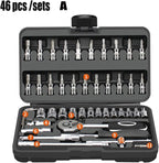 Tool Kit Tool Set Tool Box Set 46 Pcs Socket Set Hardware Tools Home Improvement Sockets Hexagon for Auto Repair Tool Combination Tools Tool Kit Set