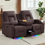 URRED Wall Hugger Power Reclining Loveseat Sofa，Dark Brown：77.3" - 3 Seats