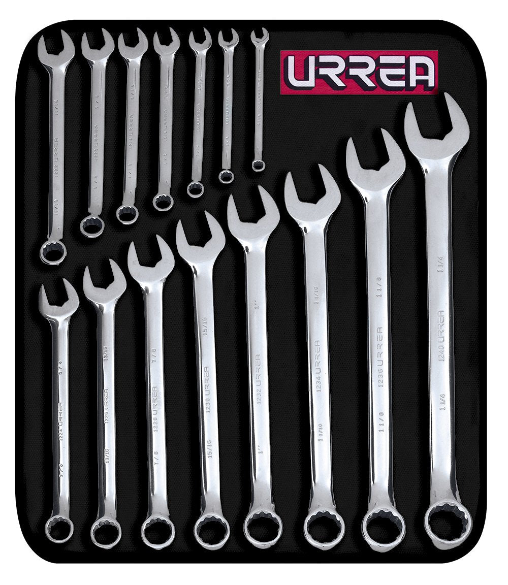 URREA 1200D 12-Point 1/4-1 1/16-Inch Combination Wrench, Chrome