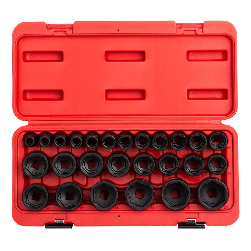 Sunex Automotive Repair Tool Bundle - 1/2 Inch Drive Impact Socket Set (26-Piece) + Impact Extension Set (4-Piece)