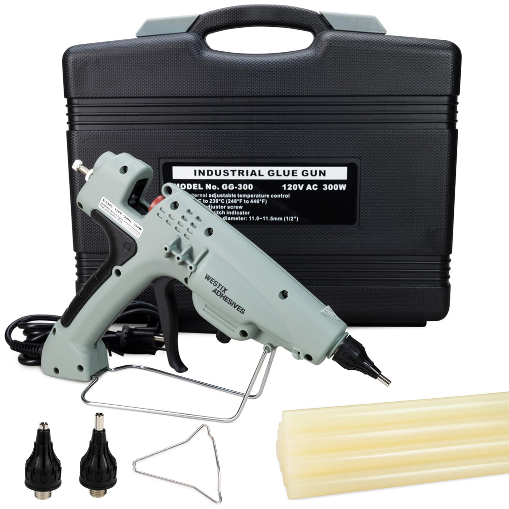 IDL Packaging GG-220 Industrial 200W Hot Glue Gun with 10 pcs Glue Sticks - 1/2" x 10" Full-Size Glue Sticks - Hot Glue Gun Kit for Variety of Surfaces: Foam, Vinyl, Leather, or Upholstery