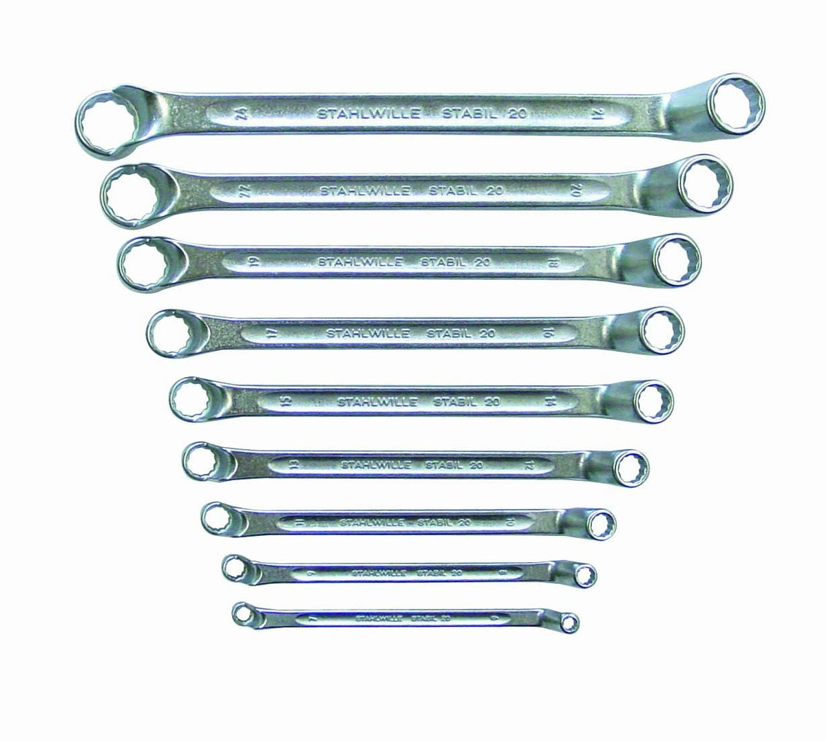 Stahwhile 96410407 Double Ended Ring Wrenches (Spanners) with Offset Heads, Made of Chrome Alloy Steel & Chrome Plated, Has Anti-Slip Drive, Suitable in Confined Spaces, Set of 10 (Metric) Wrenches