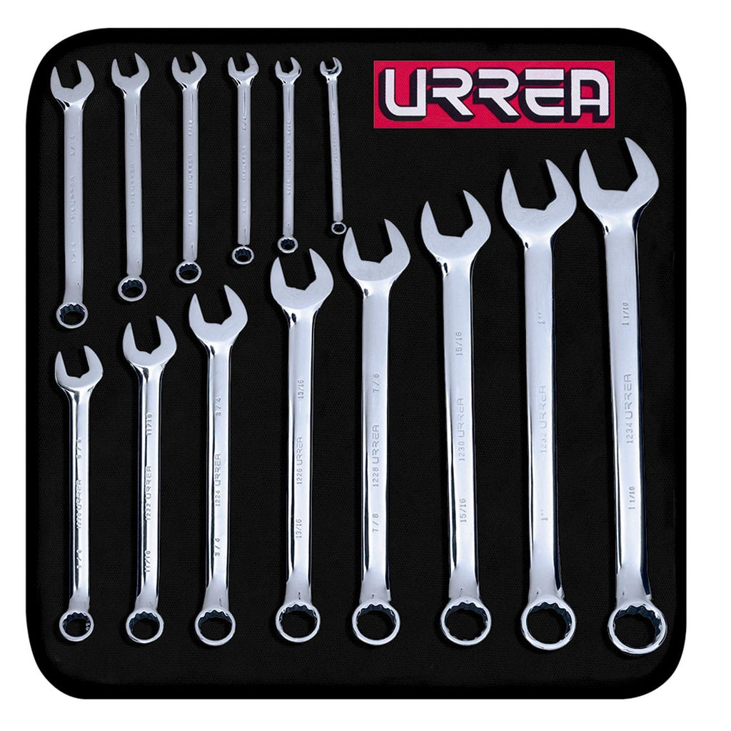 URREA 1200D 12-Point 1/4-1 1/16-Inch Combination Wrench, Chrome