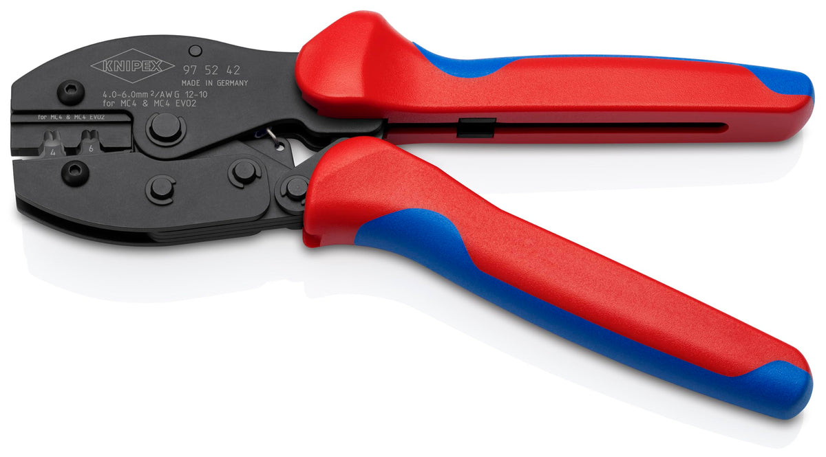 KNIPEX PreciForce Crimping Pliers for MC4/MC4 EVO 2 connectors with Non-Slip Plastic Grips 220 mm, 97 52 42 SB