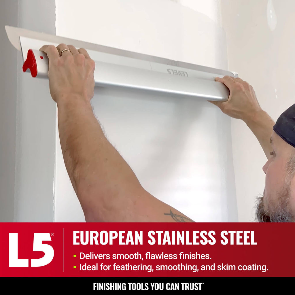 LEVEL5 Drywall Skimming Blade Set | 7, 10 & 16 Inch Skimming Blades | Ergonomic Aluminum Body | Replaceable 0.3mm German Stainless Steel Blade | For Smoothing Walls and Ceilings | 5-442