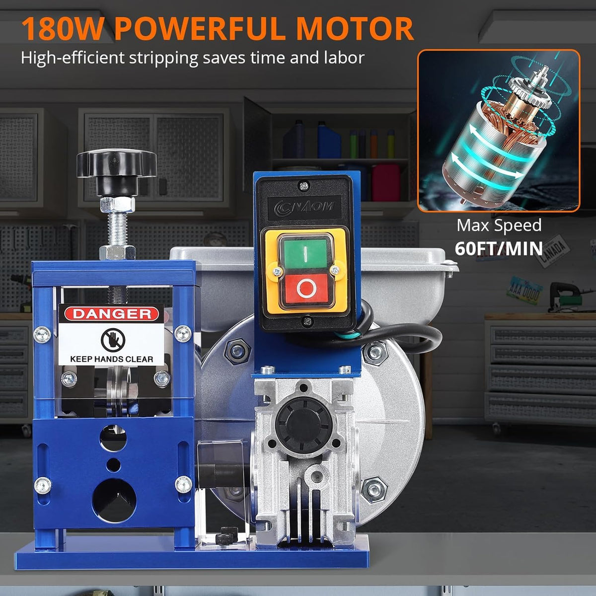 Upgraded Electric Wire Stripper Machine,110V 180W Powered Portable Aluminum Frame Cable Stripper Tool for Scrap Copper Recycling0.06-1in Automatic Copper Wire Peeler