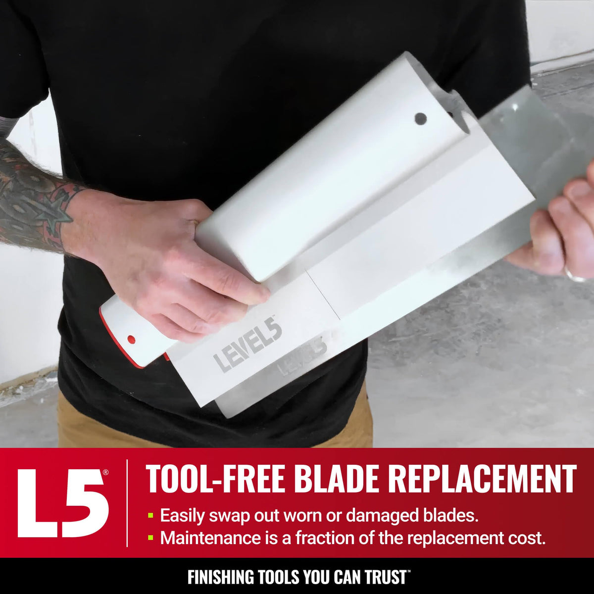 LEVEL5 Drywall Skimming Blade Set | 7, 10 & 16 Inch Skimming Blades | Ergonomic Aluminum Body | Replaceable 0.3mm German Stainless Steel Blade | For Smoothing Walls and Ceilings | 5-442
