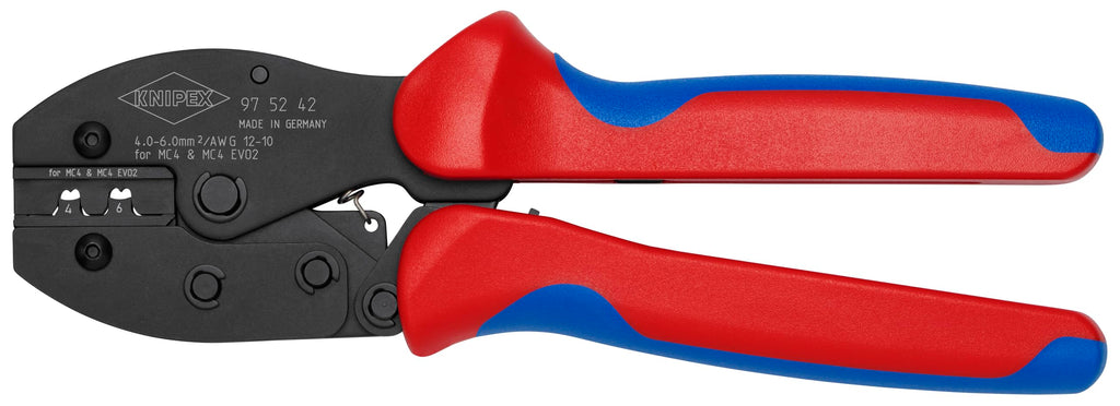 KNIPEX PreciForce Crimping Pliers for MC4/MC4 EVO 2 connectors with Non-Slip Plastic Grips 220 mm, 97 52 42 SB