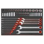 Teng Tools 62 Piece SAE Combination Wrench and Regular/Deep Mixed Drive Socket Set - TTEAF62, Silver