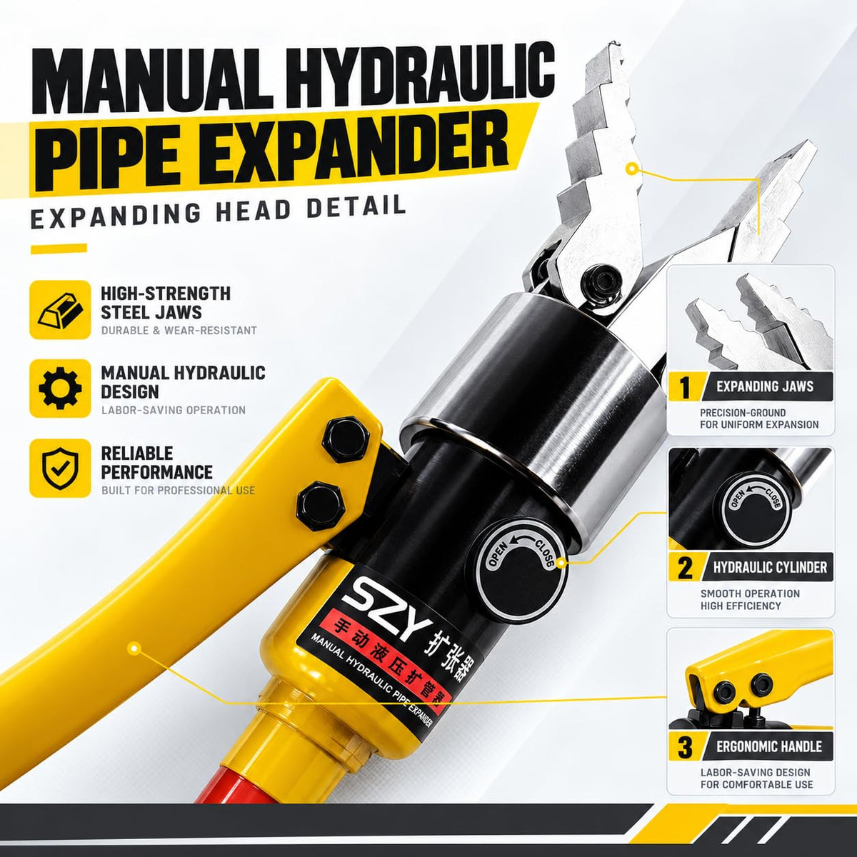YQ-30 Hydraulic Spreader, Portable Manual Flange Splitter Expander Pliers, 8 Ton Spreader Force, Split Type