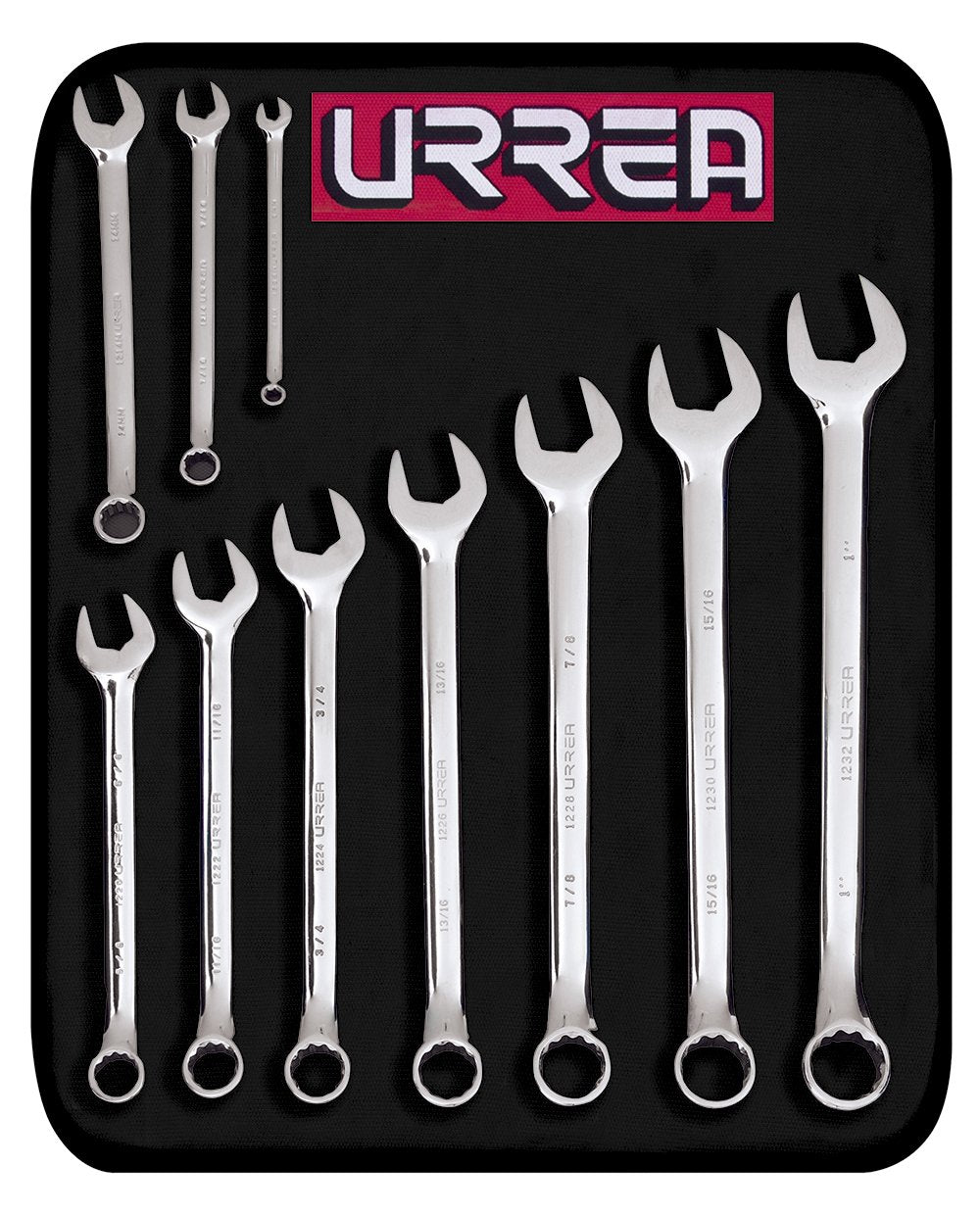 URREA 1200D 12-Point 1/4-1 1/16-Inch Combination Wrench, Chrome