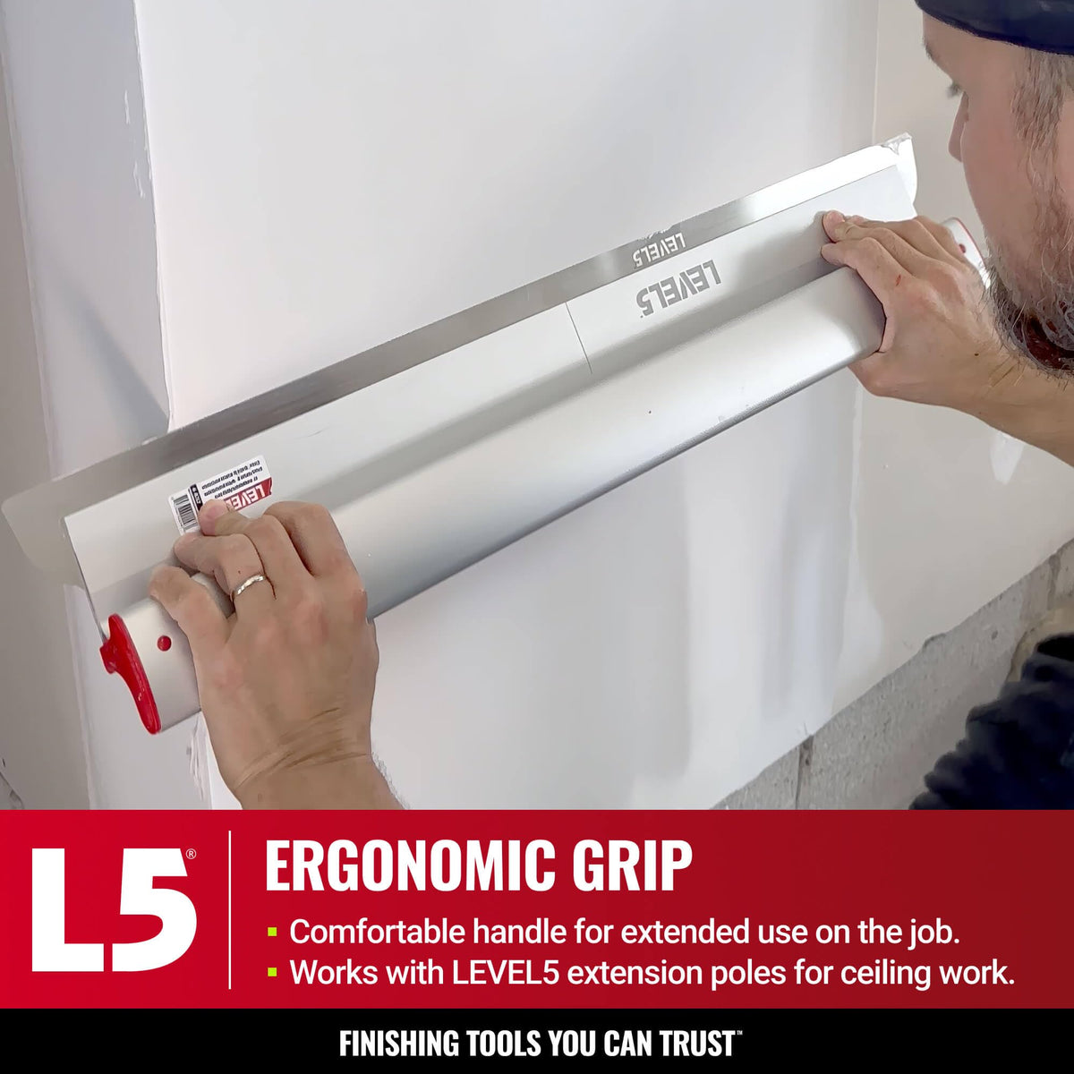 LEVEL5 Drywall Skimming Blade Set | 7, 10 & 16 Inch Skimming Blades | Ergonomic Aluminum Body | Replaceable 0.3mm German Stainless Steel Blade | For Smoothing Walls and Ceilings | 5-442