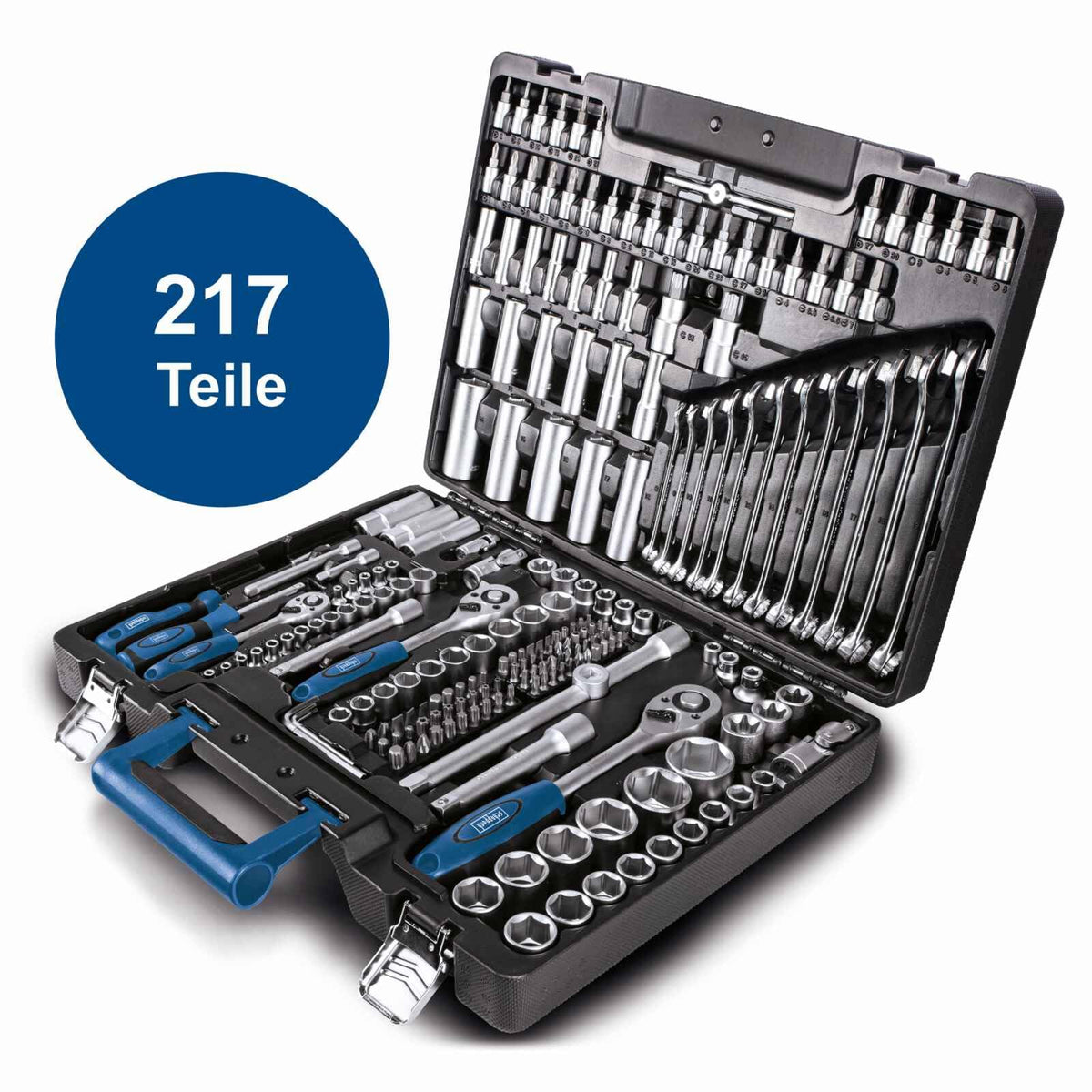 Scheppach Atelier Mobile TB217 | Tool Set | Tool Case | Socket Wrench Set | 217 Pieces | Neat and Convenient | Chrome Vanadium Steel