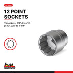 Teng Tools 62 Piece SAE Combination Wrench and Regular/Deep Mixed Drive Socket Set - TTEAF62, Silver