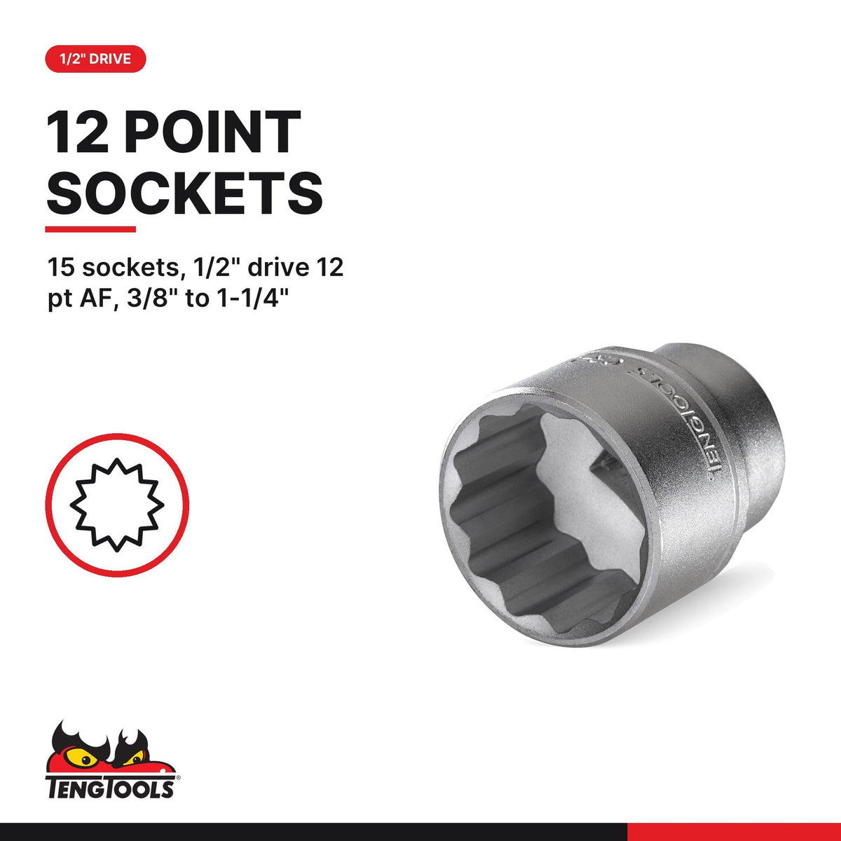 Teng Tools 62 Piece SAE Combination Wrench and Regular/Deep Mixed Drive Socket Set - TTEAF62, Silver
