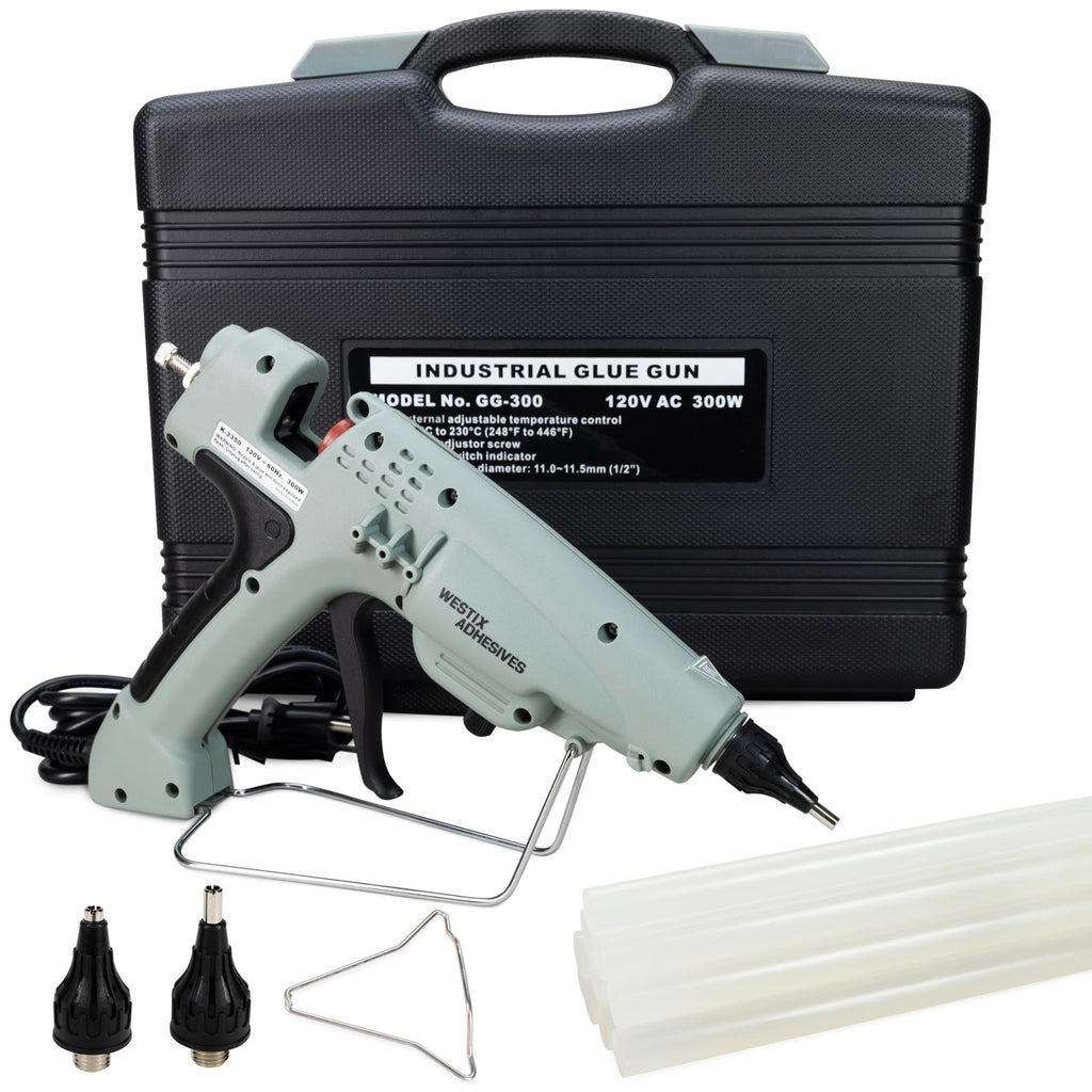 IDL Packaging GG-220 Industrial 200W Hot Glue Gun with 10 pcs Glue Sticks - 1/2" x 10" Full-Size Glue Sticks - Hot Glue Gun Kit for Variety of Surfaces: Foam, Vinyl, Leather, or Upholstery