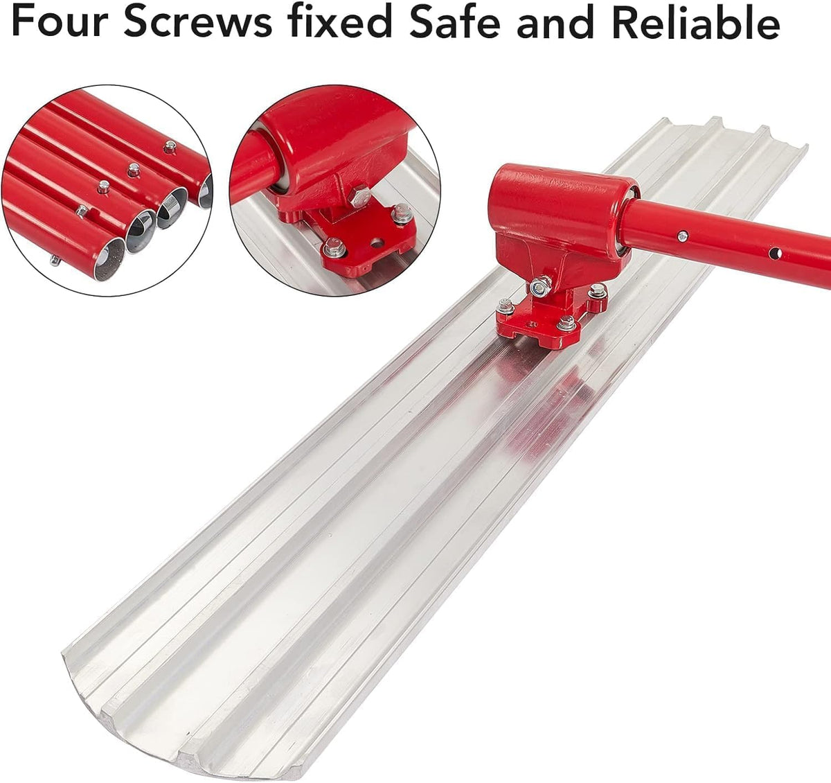 48"x8" Bull Float Kit, Aluminum Magnesium Alloy Concrete Float with Adjustable Bracket, 4 Extension Handles & Carrying Case, Round-End Cement Finishing Tool
