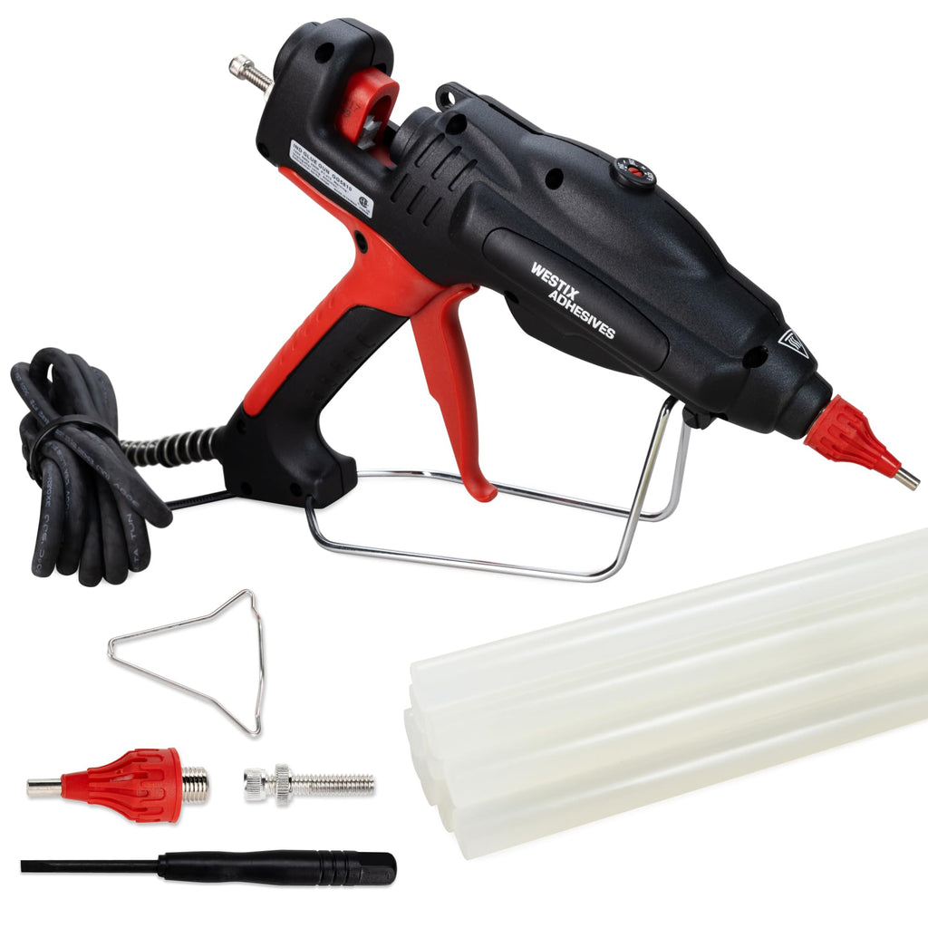 IDL Packaging GG-220 Industrial 200W Hot Glue Gun with 10 pcs Glue Sticks - 1/2" x 10" Full-Size Glue Sticks - Hot Glue Gun Kit for Variety of Surfaces: Foam, Vinyl, Leather, or Upholstery