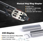 Woodpecker C50 11 Gauge Manual Snap Ring Plier 1-1/2-Inch Crown Fencing Tool Hog Ring Plier Hog Ring Gun 13-14mm Closure Diameter Manual C Ring Stapler for Wire Cages, Mattress, Gabion (C50)
