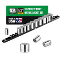 SK Tools USA 1/2" Drive Socket Set, Metric Sockets, 13-Piece 15-32mm