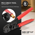 Pexflow Starter Kit for 1/2-In Pex with Crimper & Cutter Tools - Set includes Brass Elbow & Coupling Fittings, Cinch Clamps, Half Clamps, and 2 Rolls of 1/2-In X 100ft PEX Tubing