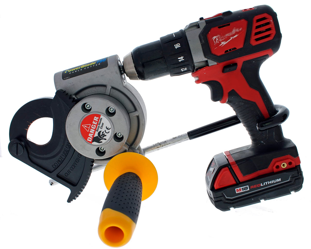 IDEAL Electrical 35-078 PowerBlade Drill-Powered Cable Cutter, Cuts 750 MCM Copper / 1000 MCM Aluminum, 1-1/2” Jaw, Fits 3/8” Drill, Heavy-Duty Electrician Wire Cutting Tool