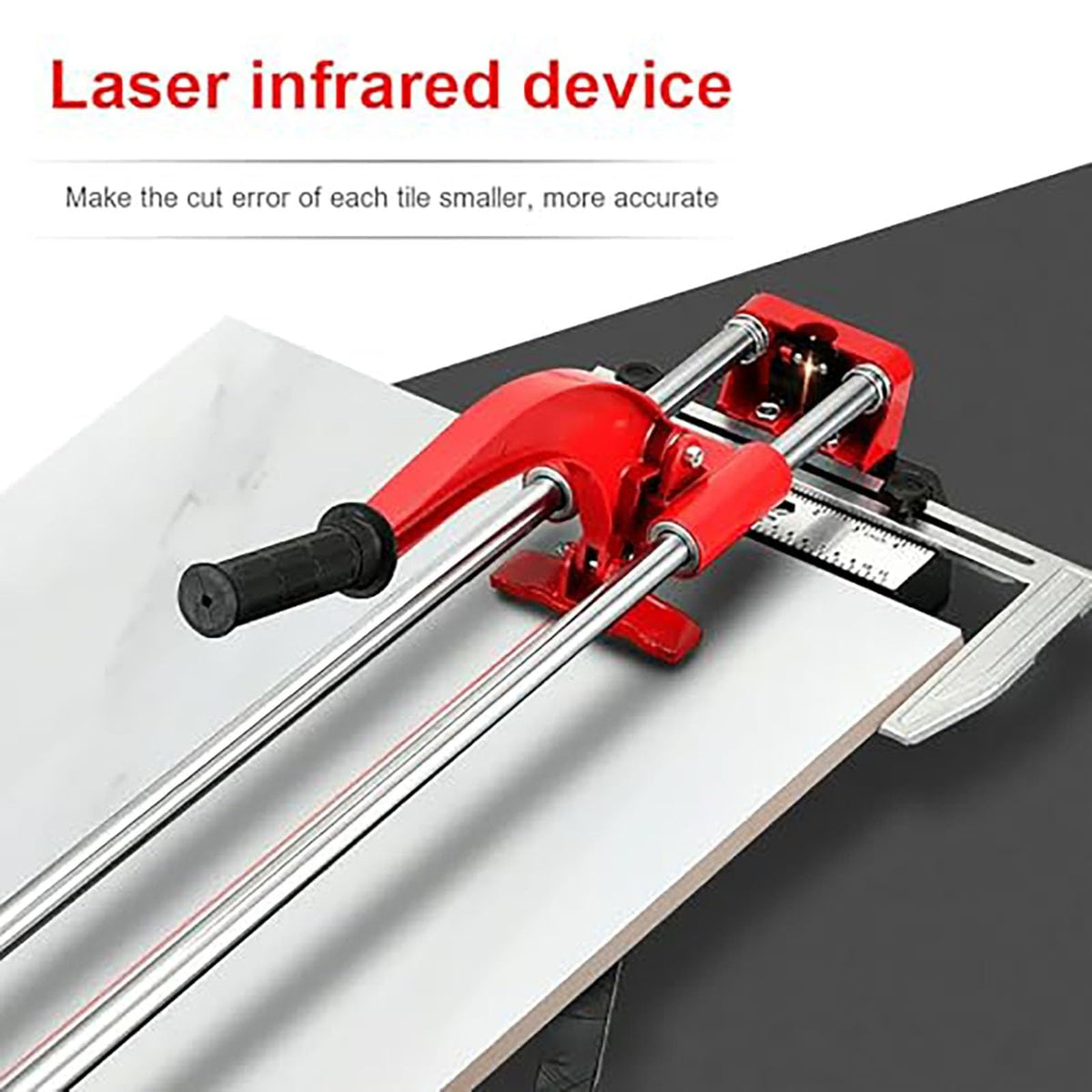Manual Tile Cutter Tool, Precision Double Rail Ceramic & Porcelain Cutting Machine for Home Improvement, Professional Alloy Wheel Floor Breaker with Ruler