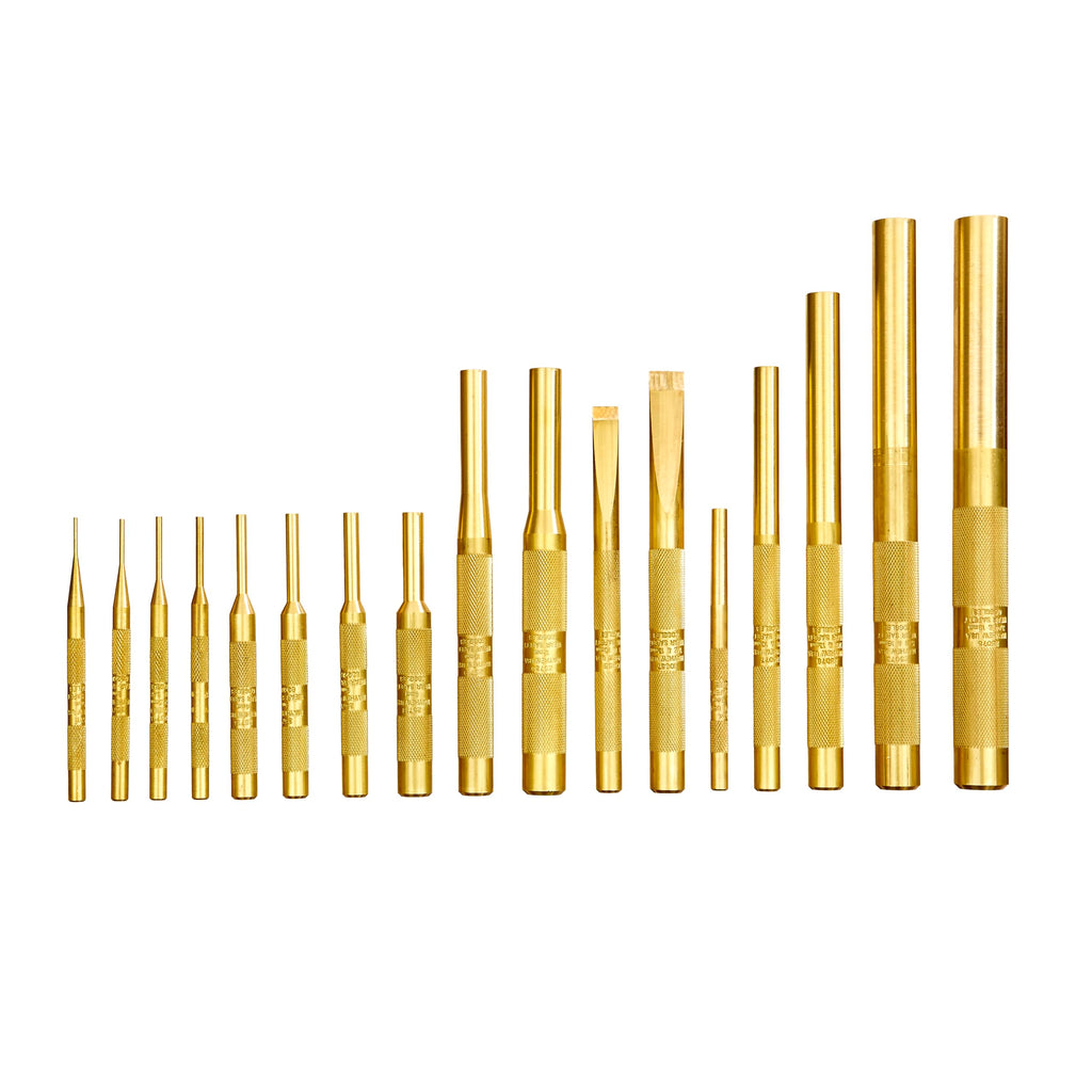 Mayhew Tools 61389 Brass Punch & Scraper Set, 17-Piece Metric