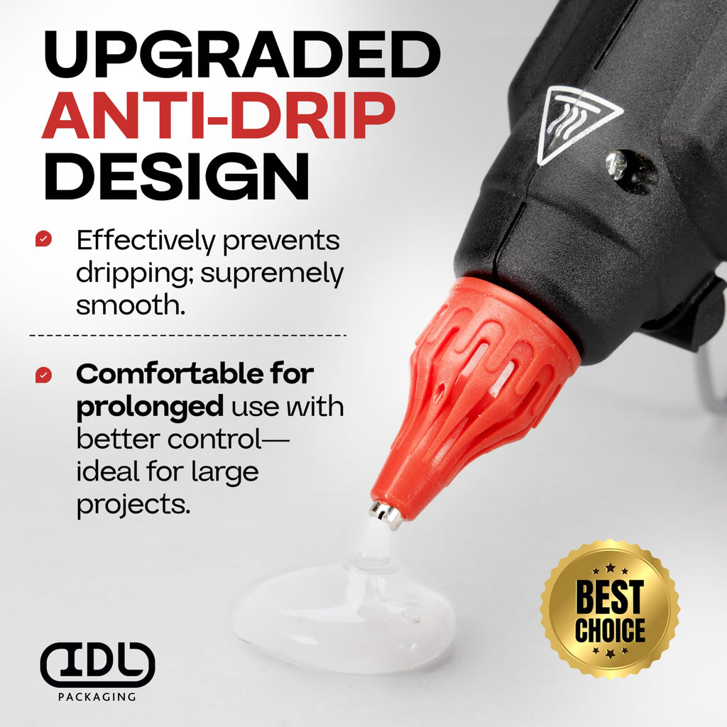 IDL Packaging GG-220 Industrial 200W Hot Glue Gun with 10 pcs Glue Sticks - 1/2" x 10" Full-Size Glue Sticks - Hot Glue Gun Kit for Variety of Surfaces: Foam, Vinyl, Leather, or Upholstery
