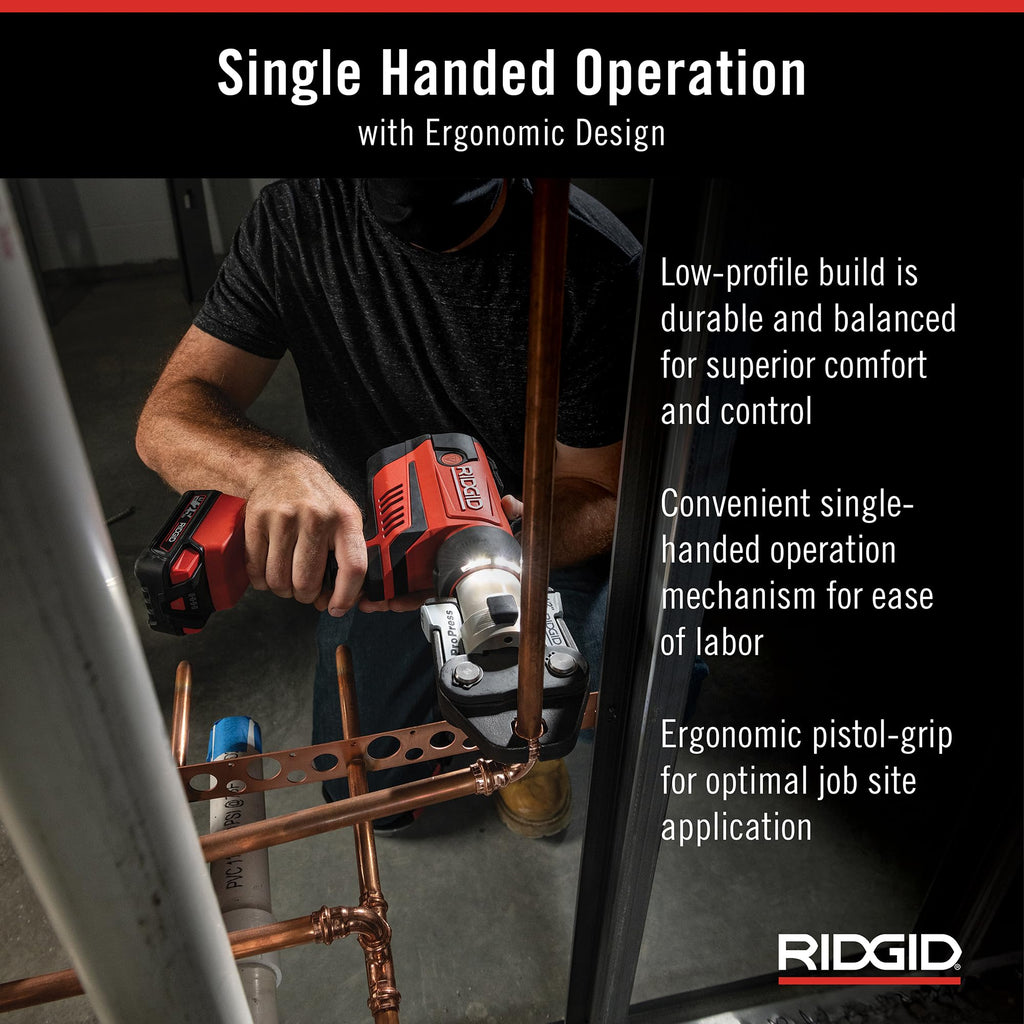 RIDGID 67063 RP 350 ProPress Pressing Tool and Battery Kit with ProPress Tool, 18-Volt Battery, Charger, and Case