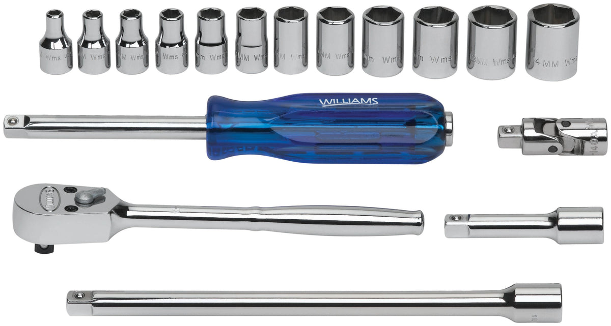 Williams WSM-15HFTB 15-Piece 1/4-Inch Drive Socket and Drive Tool Set with Toolbox