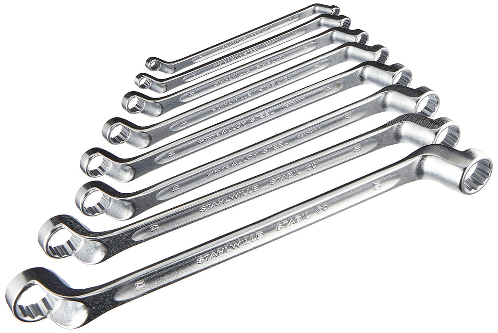 Stahwhile 96410407 Double Ended Ring Wrenches (Spanners) with Offset Heads, Made of Chrome Alloy Steel & Chrome Plated, Has Anti-Slip Drive, Suitable in Confined Spaces, Set of 10 (Metric) Wrenches