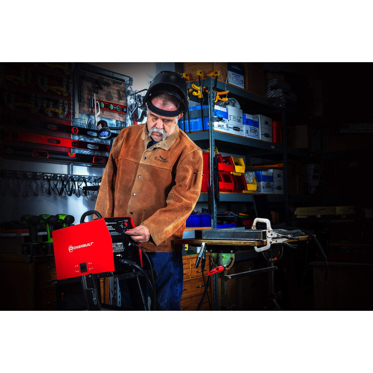 Powerbuilt - 90 Amp Wire Feed IGBT Inverter Welder, Power Equip & Access, Power Tools & Access, Welding Kits (240131), Red