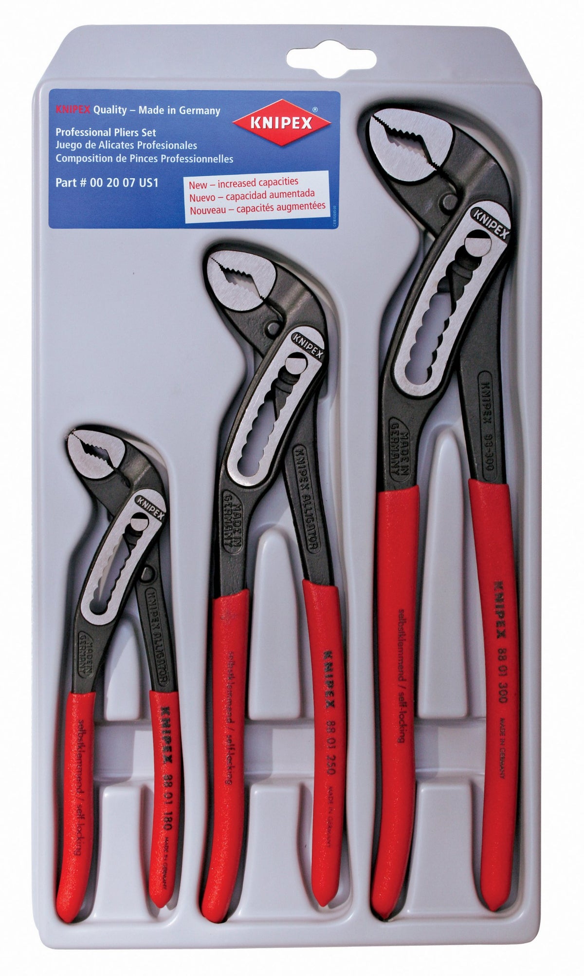 KNIPEX - 00 20 07 US1 Tools - 3 Piece Alligator Pliers Set (7, 10, & 12) (002007US1) & 72 8 Forged Wire Stripper, 8-Inch
